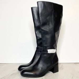 New! Naturalizer Sterling Black Leather Wide Calf Tall Boot 6M